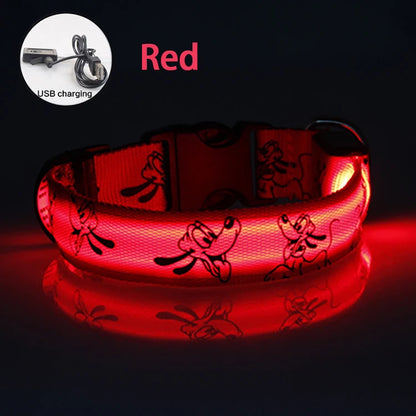 Adjustable LED Dog Collar Light USB Rechargeable Night Safety Luminous Glowing Collar Perro For Big Dogs Cat Necklace Accessorie