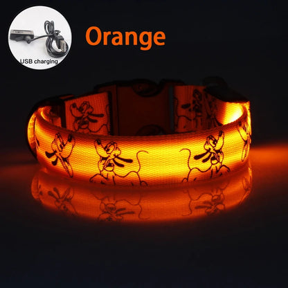 Adjustable LED Dog Collar Light USB Rechargeable Night Safety Luminous Glowing Collar Perro For Big Dogs Cat Necklace Accessorie
