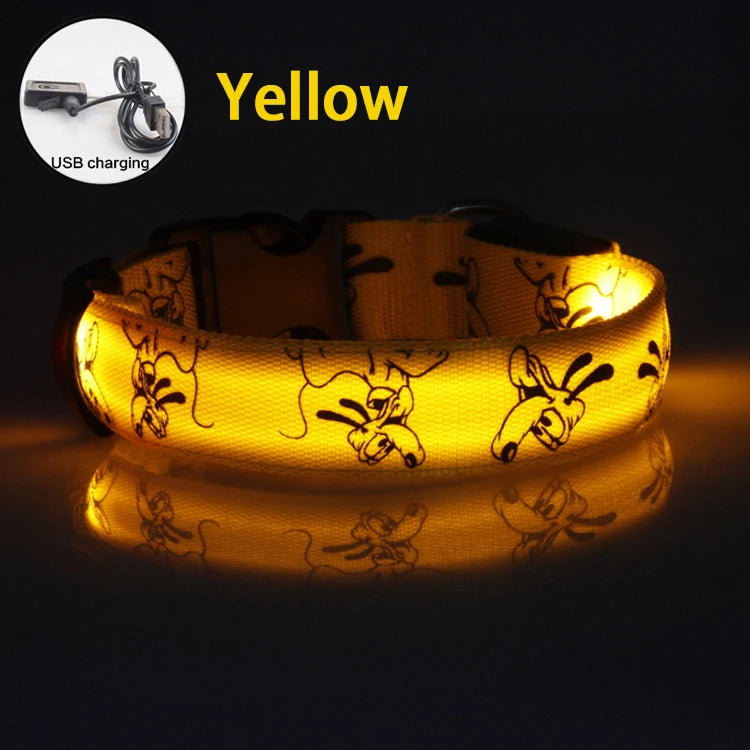 Adjustable LED Dog Collar Light USB Rechargeable Night Safety Luminous Glowing Collar Perro For Big Dogs Cat Necklace Accessorie