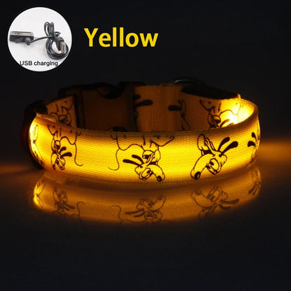 Adjustable LED Dog Collar Light USB Rechargeable Night Safety Luminous Glowing Collar Perro For Big Dogs Cat Necklace Accessorie