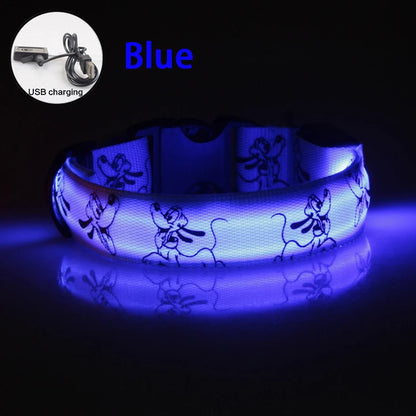 Adjustable LED Dog Collar Light USB Rechargeable Night Safety Luminous Glowing Collar Perro For Big Dogs Cat Necklace Accessorie